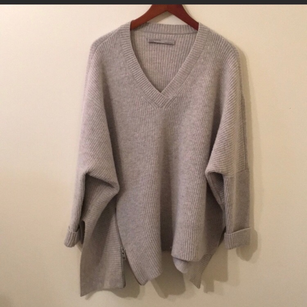 Allsaints Able ZIP Sweater in Natural